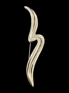 Vintage Napier Brooch Signed Silver Tone Abstract Pin 3 Inch Length High Polish